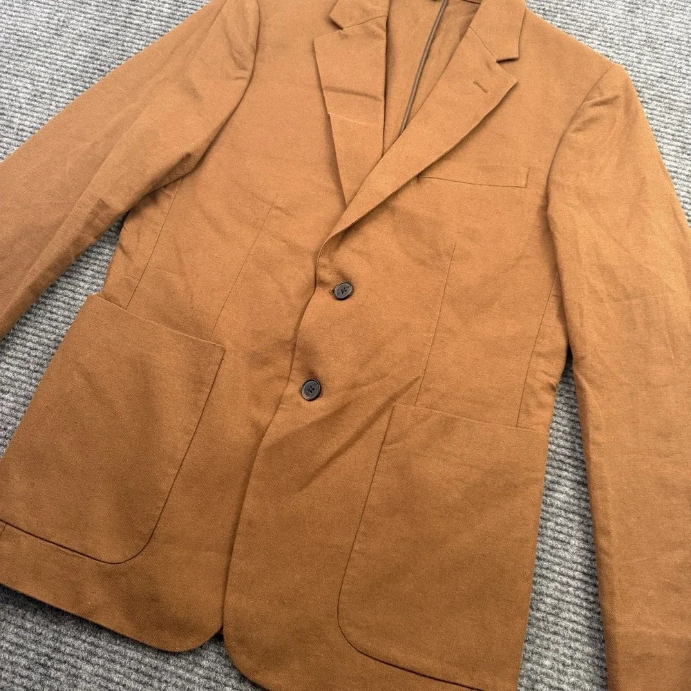 Banana‎ Republic Linen Blend Blazer Men's 38 Short Chocolate Brown Two Button